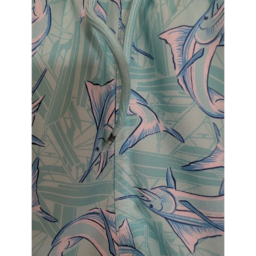 Vineyard Vines Boys Marlin Sailboat Swim Trunks Green Size Medium Board Shorts